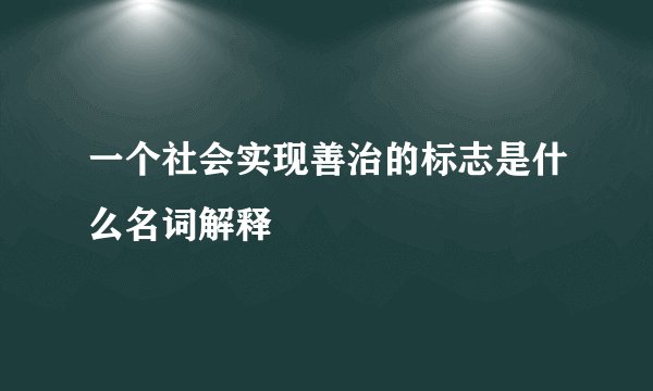 一个社会实现善治的标志是什么名词解释
