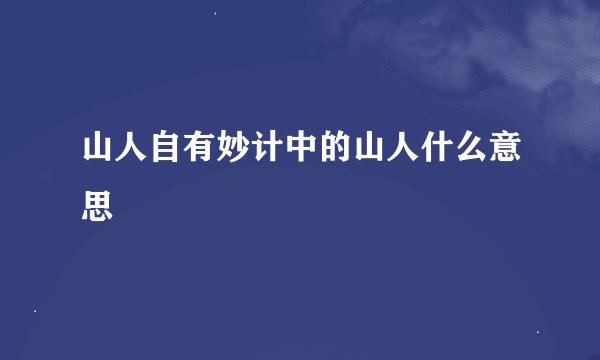 山人自有妙计中的山人什么意思