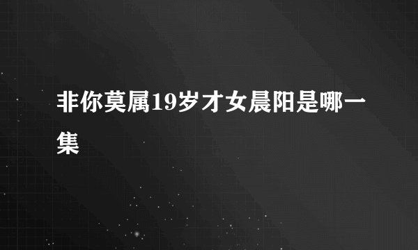 非你莫属19岁才女晨阳是哪一集