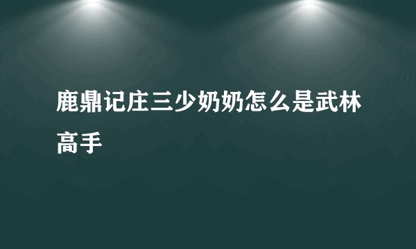 鹿鼎记庄三少奶奶怎么是武林高手