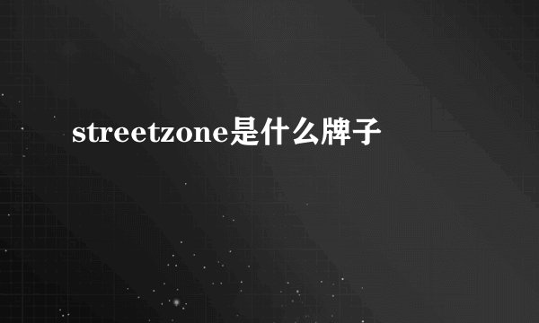 streetzone是什么牌子