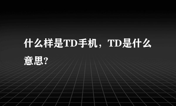 什么样是TD手机，TD是什么意思?
