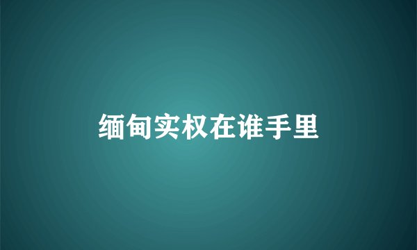 缅甸实权在谁手里