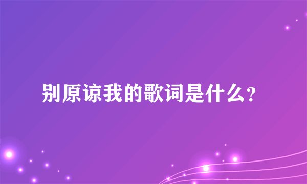 别原谅我的歌词是什么？