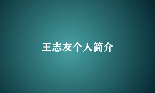 王志友个人简介