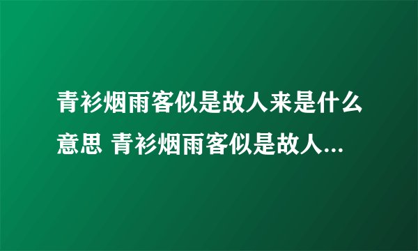 青衫烟雨客似是故人来是什么意思 青衫烟雨客似是故人来的含义
