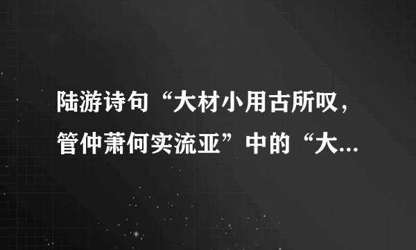 陆游诗句“大材小用古所叹，管仲萧何实流亚”中的“大材小用”所指历史人物是（ ）。