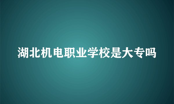 湖北机电职业学校是大专吗