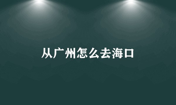 从广州怎么去海口