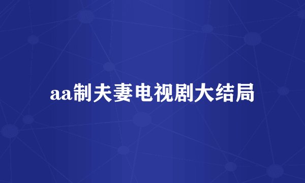 aa制夫妻电视剧大结局