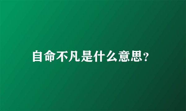 自命不凡是什么意思？
