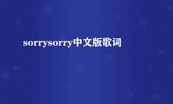 sorrysorry中文版歌词