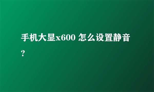 手机大显x600 怎么设置静音？