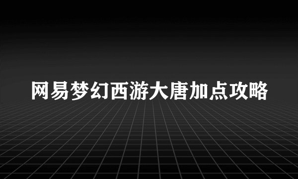 网易梦幻西游大唐加点攻略