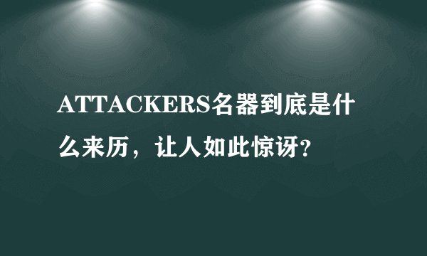 ATTACKERS名器到底是什么来历，让人如此惊讶？