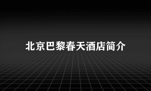 北京巴黎春天酒店简介