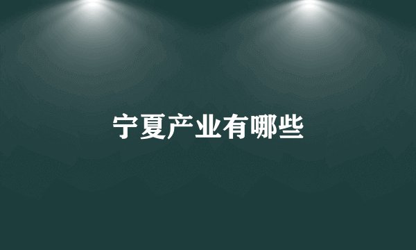 宁夏产业有哪些