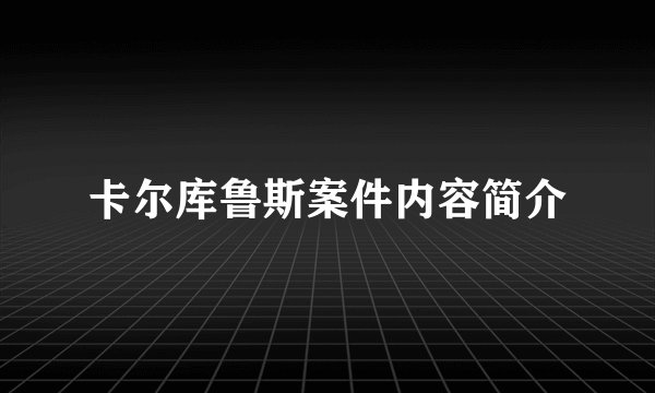 卡尔库鲁斯案件内容简介