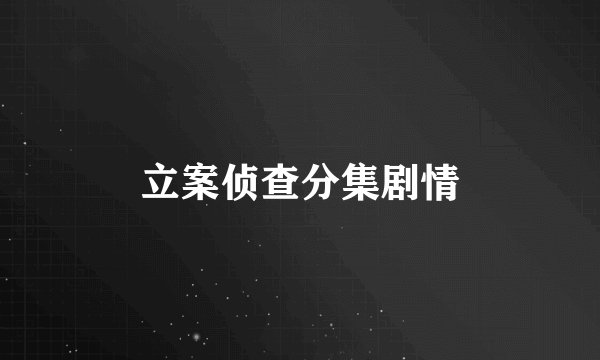 立案侦查分集剧情