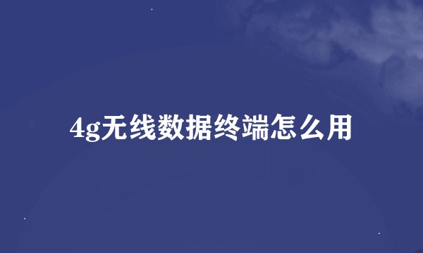 4g无线数据终端怎么用