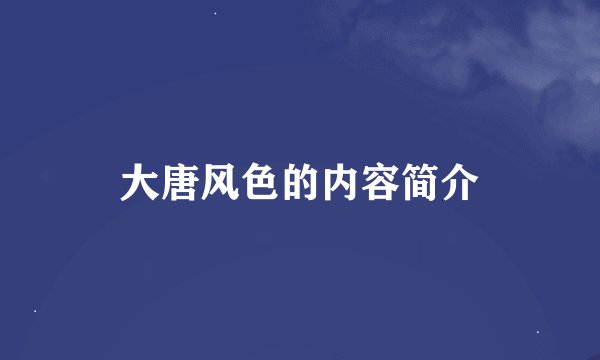 大唐风色的内容简介