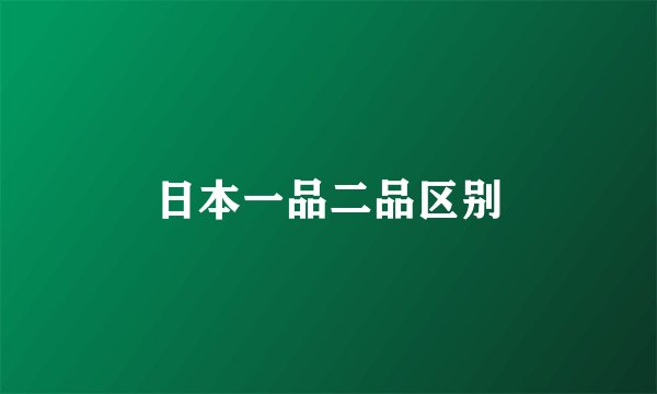 日本一品二品区别