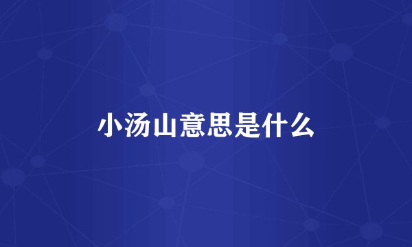 小汤山意思是什么