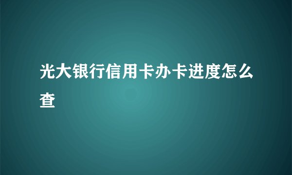 光大银行信用卡办卡进度怎么查