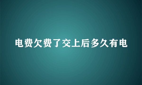 电费欠费了交上后多久有电