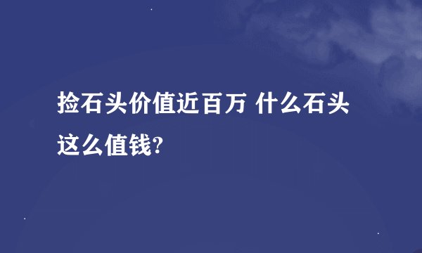 捡石头价值近百万 什么石头这么值钱?