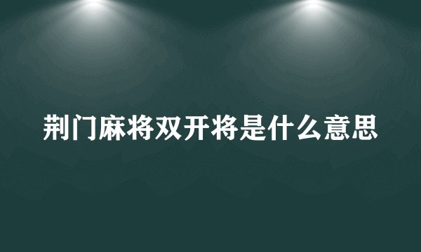 荆门麻将双开将是什么意思