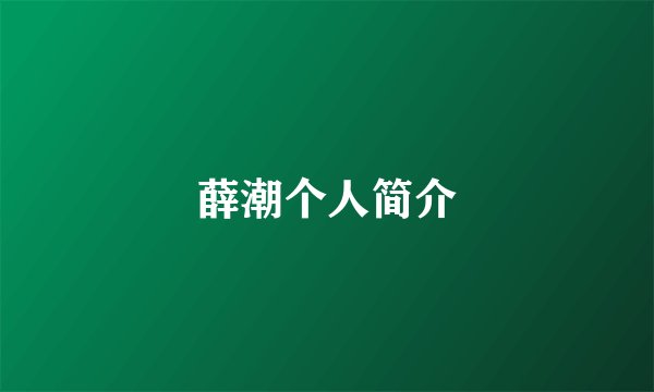 薛潮个人简介