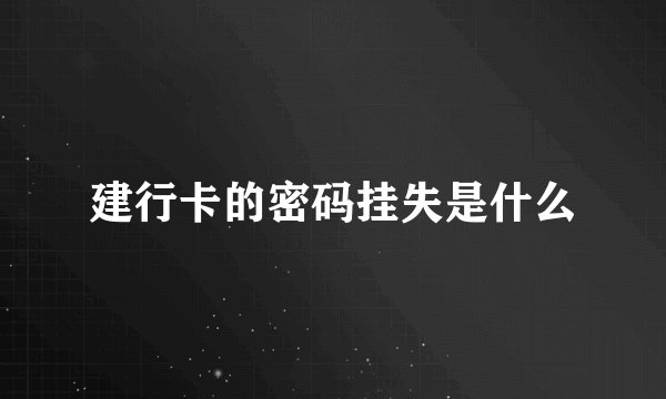 建行卡的密码挂失是什么