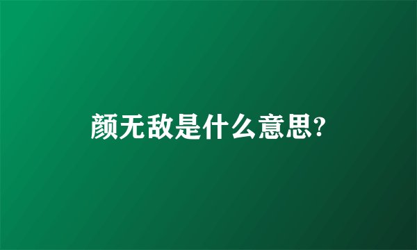 颜无敌是什么意思?