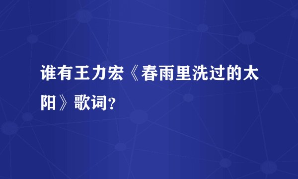 谁有王力宏《春雨里洗过的太阳》歌词？