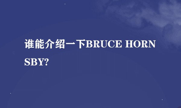 谁能介绍一下BRUCE HORNSBY?