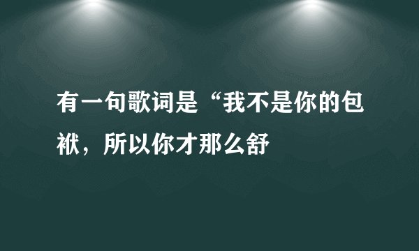 有一句歌词是“我不是你的包袱,所以你才那么舒