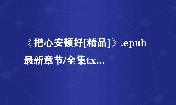 《把心安顿好[精品]》.epub最新章节/全集txt免费下载