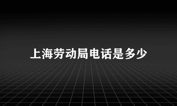 上海劳动局电话是多少