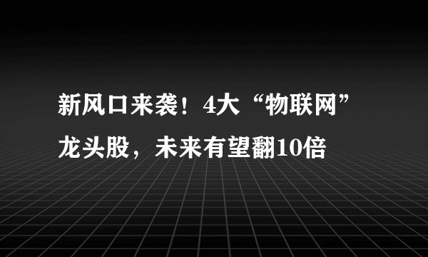 新风口来袭！4大“物联网”龙头股，未来有望翻10倍