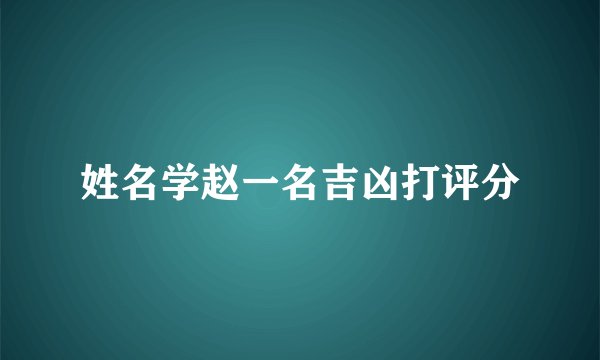 姓名学赵一名吉凶打评分