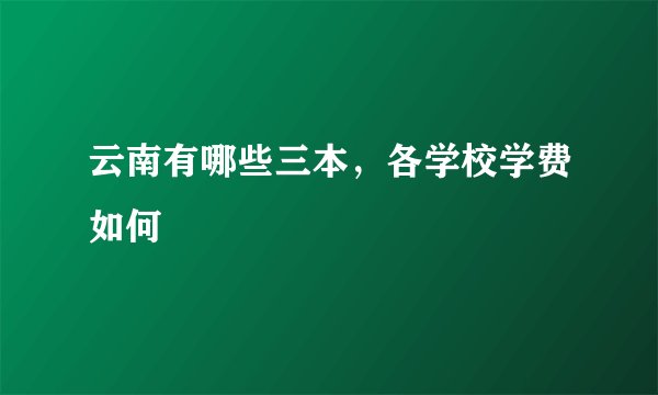 云南有哪些三本，各学校学费如何