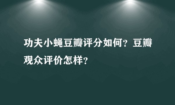 功夫小蝇豆瓣评分如何？豆瓣观众评价怎样？