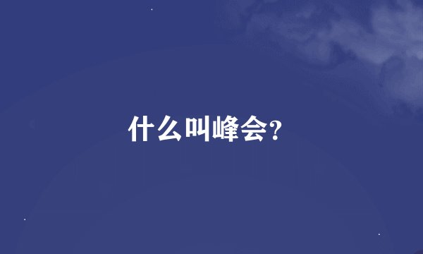 什么叫峰会？