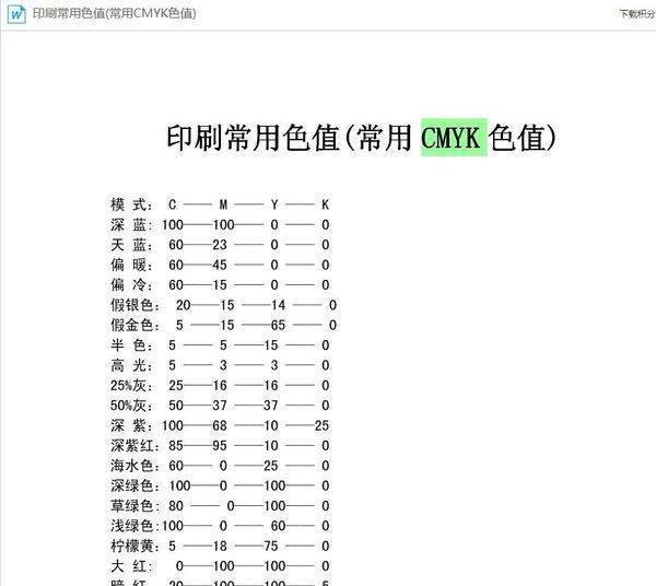CMYK标准色值咖啡色是多少?