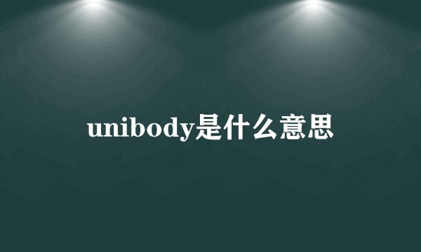 unibody是什么意思