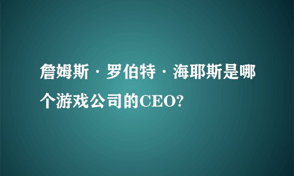 詹姆斯·罗伯特·海耶斯是哪个游戏公司的CEO?