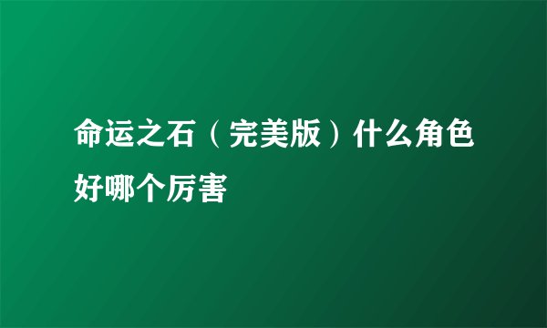 命运之石(完美版)什么角色好哪个厉害