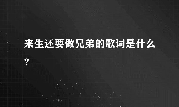 来生还要做兄弟的歌词是什么？