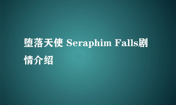 堕落天使 Seraphim Falls剧情介绍